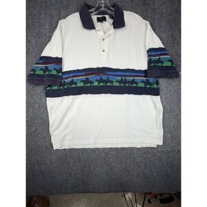 VTG 90's Roper Western Cowboys Rodeo Graphic Polo Shirt XL Cotton Multicolor